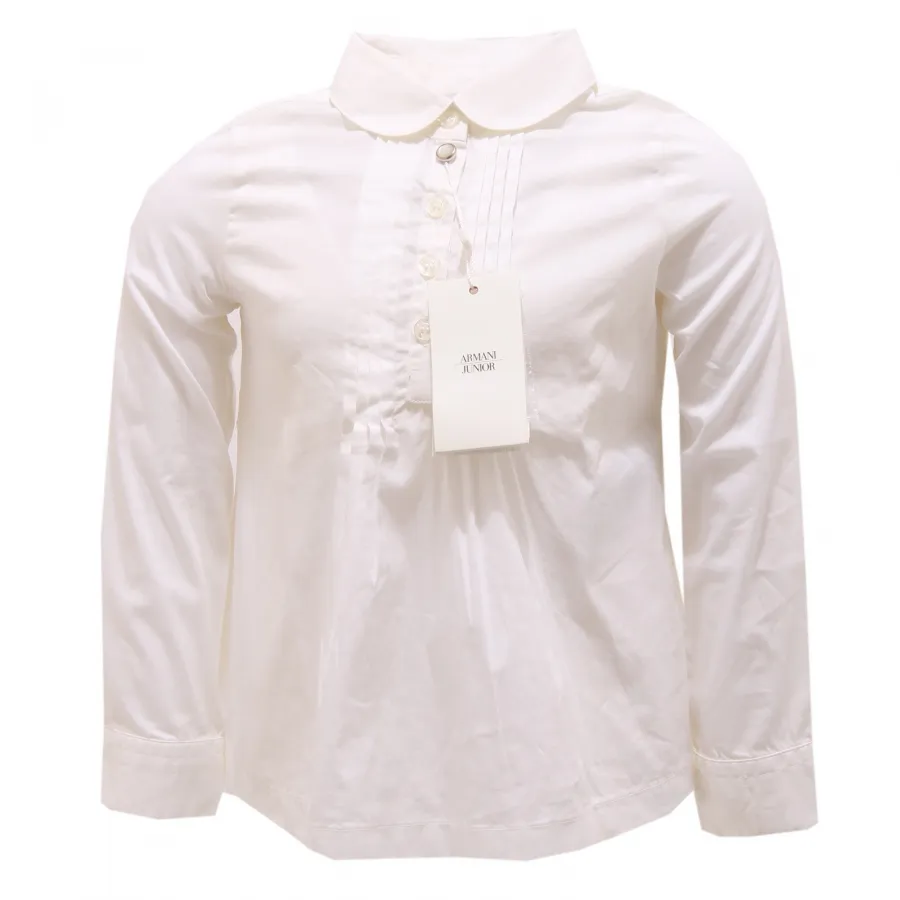 0801T camicia bimba ARMANI JUNIOR cotone bianco manica lunga shirt kid