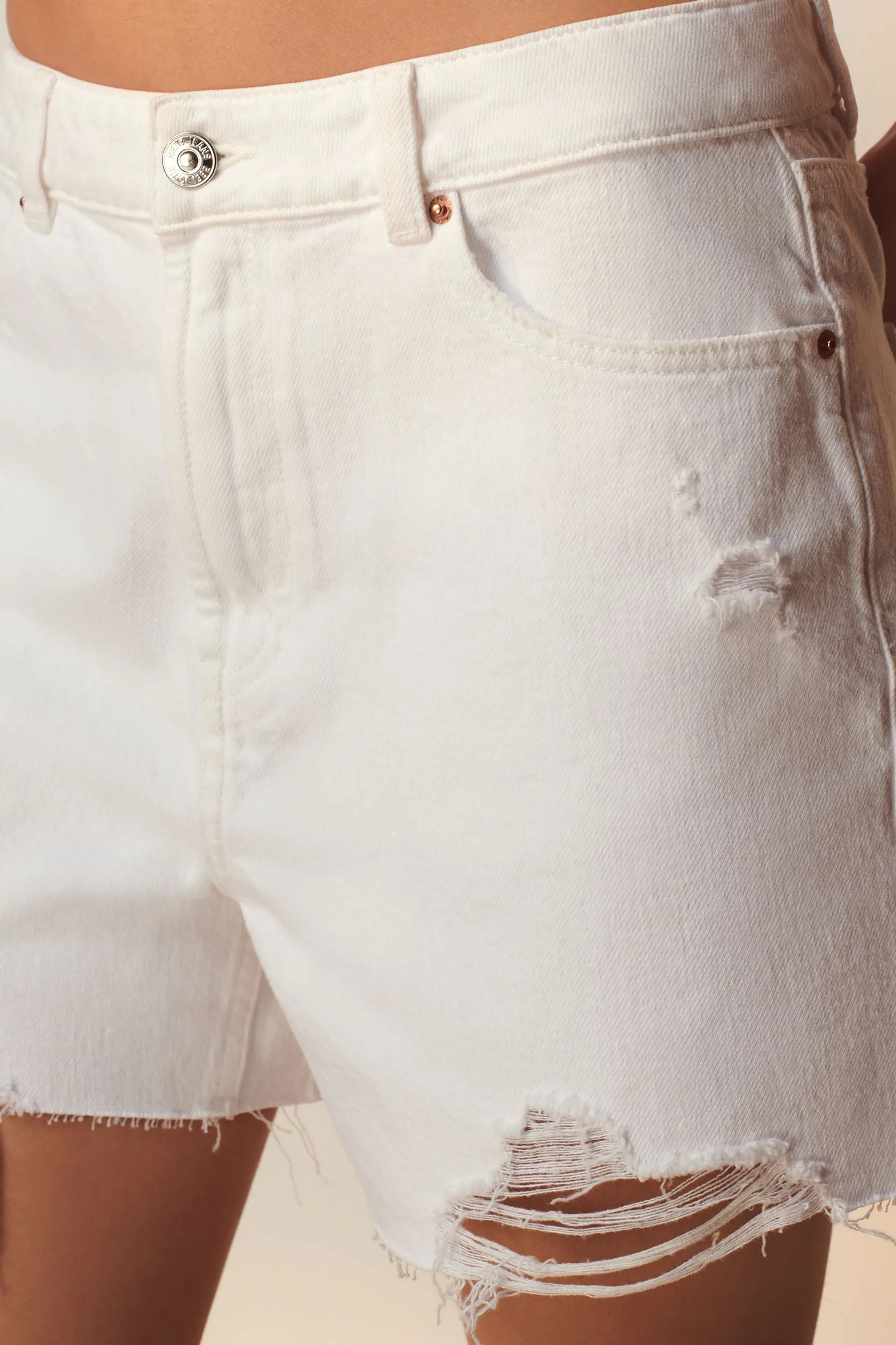 100% Cotone Shorts Denim Strappato    