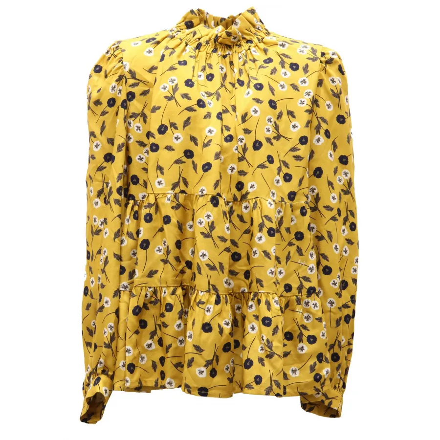 1482AF camicia bimba girl IL GUFO mustard viscose shirt kid