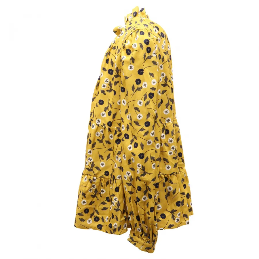 1482AF camicia bimba girl IL GUFO mustard viscose shirt kid