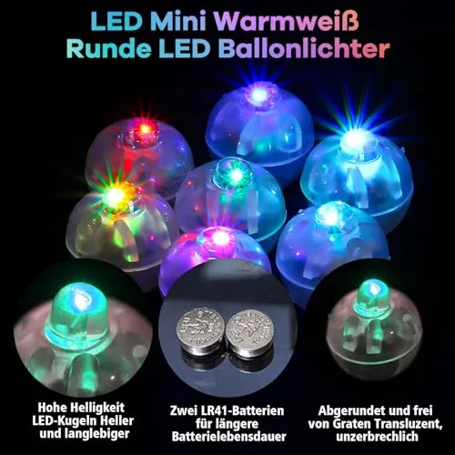 150Pcs Luci LED per Palloncini, Mini LED Rotonde Palloncini, Luci LED Lampeggianti per Feste, Decorazione per Lanterne, Complean