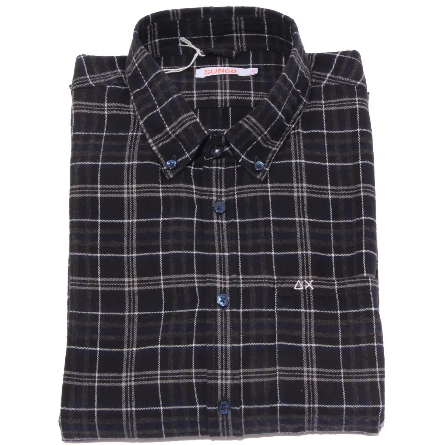 5433U camicia uomo SUN 68 dark grey shirt long sleeve men