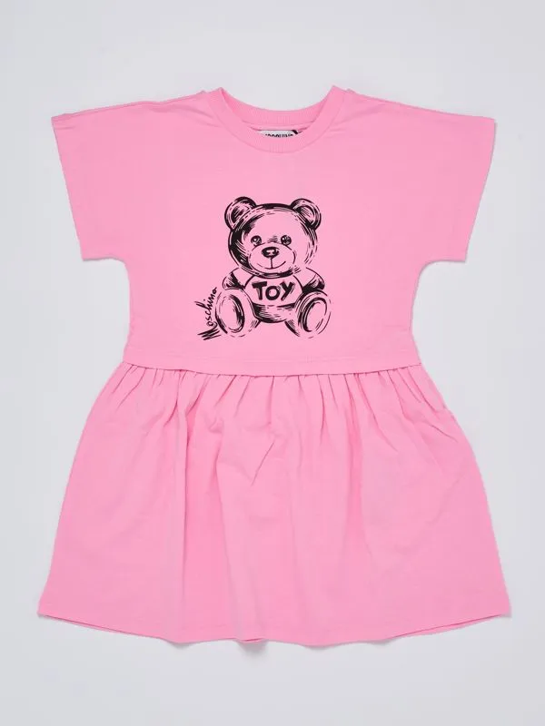 Abito bambina Moschino in cotone stretch con orsetto Rosa