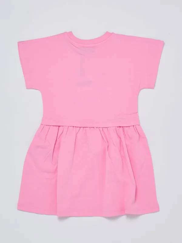 Abito bambina Moschino in cotone stretch con orsetto Rosa