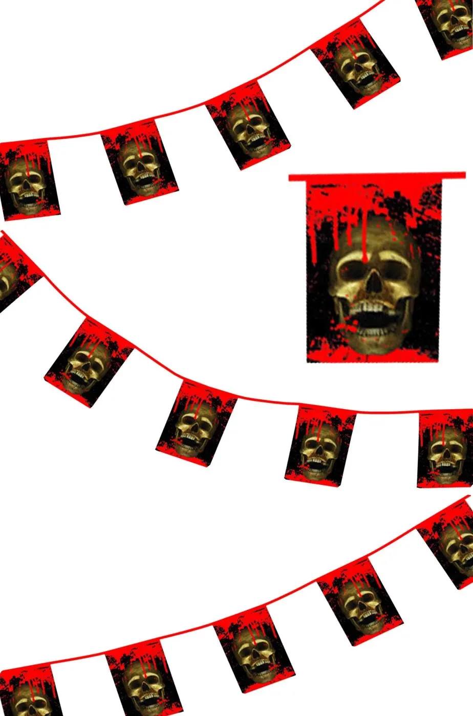 Allestimento Halloween striscione con teschi sanguinanti anche per pirati m.7