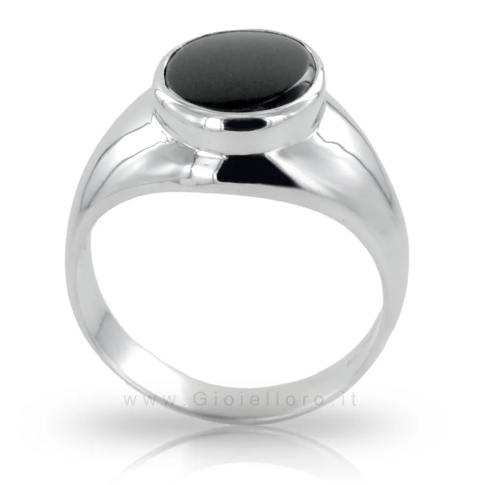 Anello da Uomo in oro bianco e ONICE