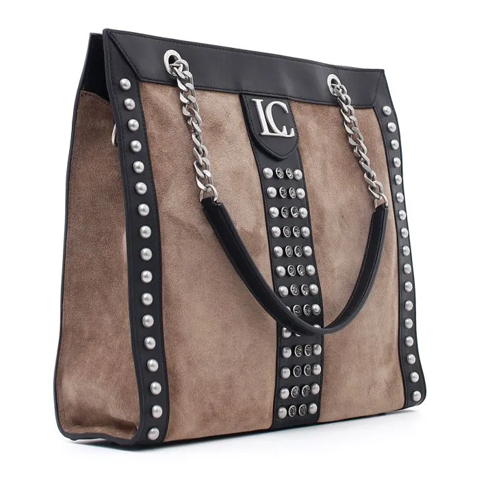ANGEL SLIM SHOPPER SUEDE + LEATHER TAU