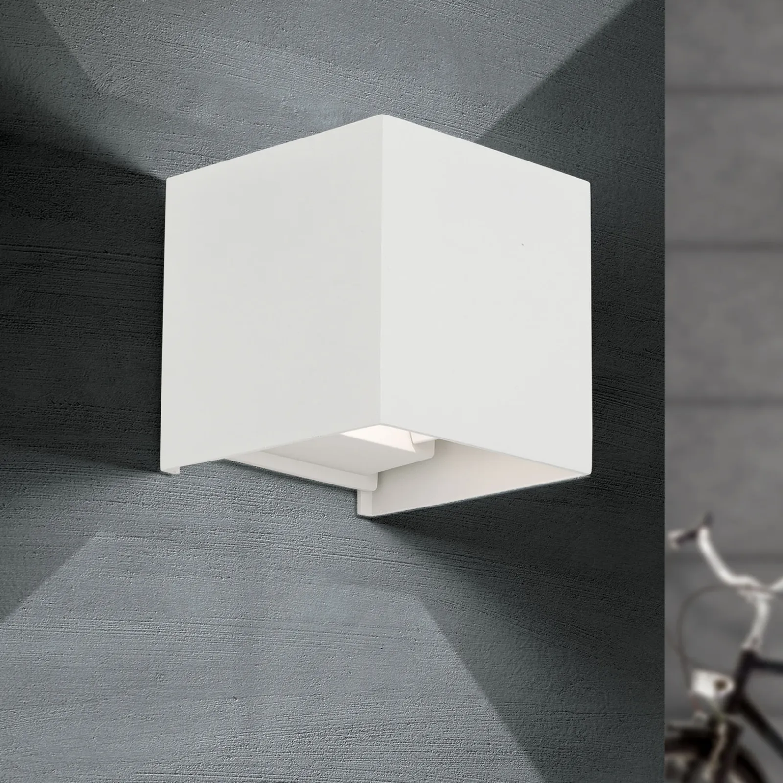 Applique LED cubica da esterni Cube in bianco