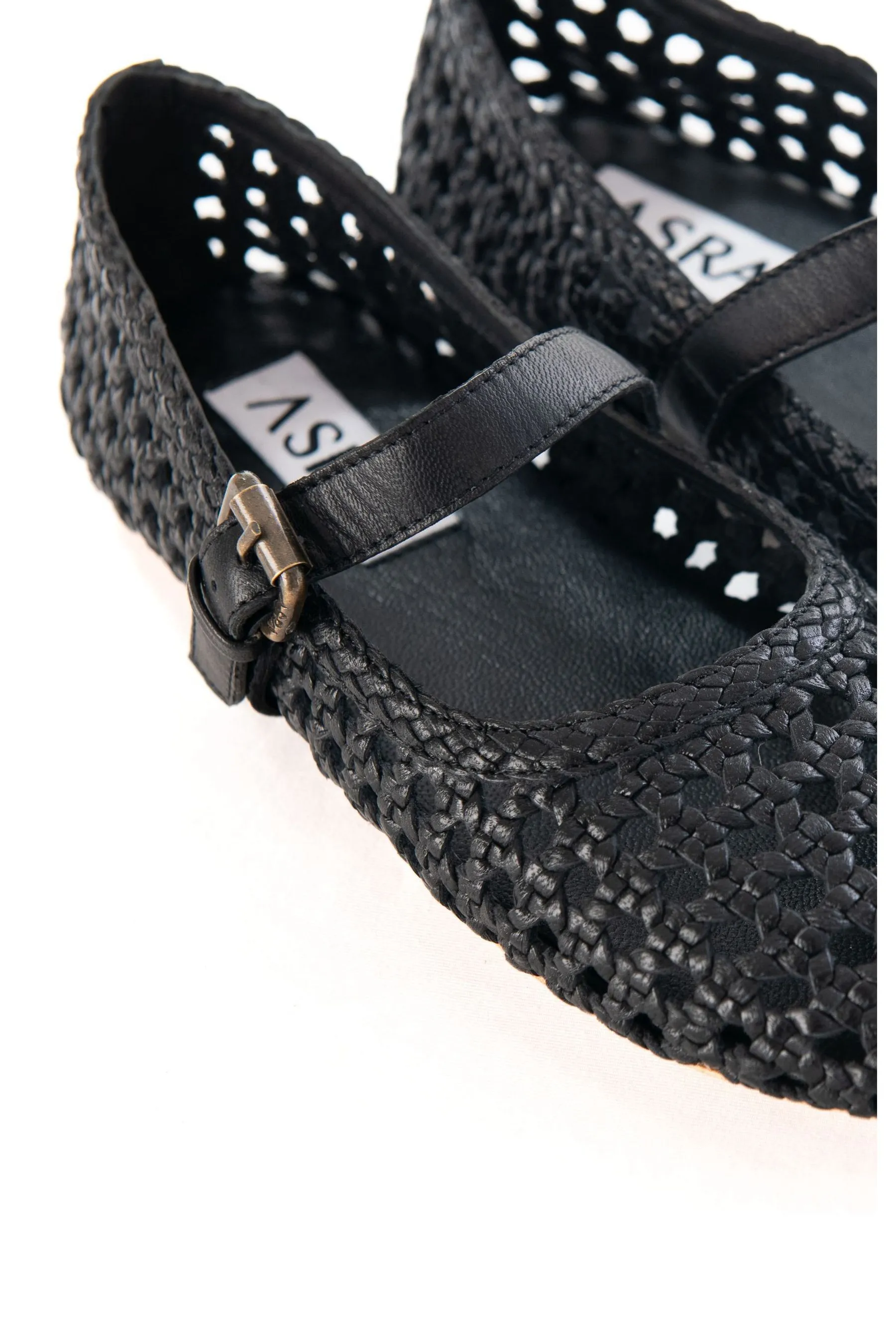 ASRA London - Neve - Scarpe da ginnastica con cinturini in pelle Ballerine Nero - Scarpe