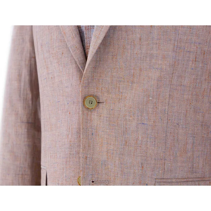 Atelier Torino Abito 3 pezzi in lino con gilet a quadri Brique