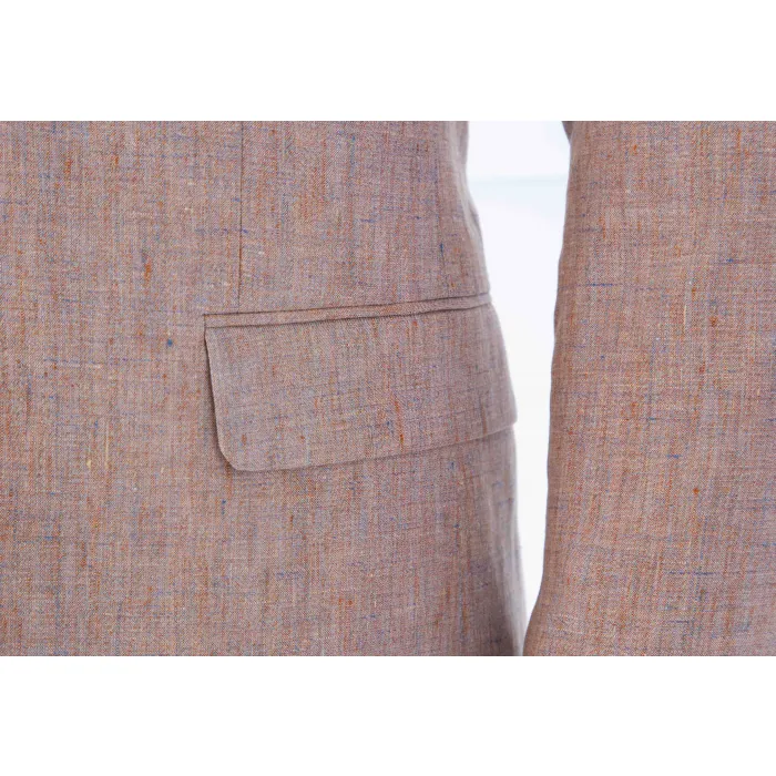 Atelier Torino Abito 3 pezzi in lino con gilet a quadri Brique