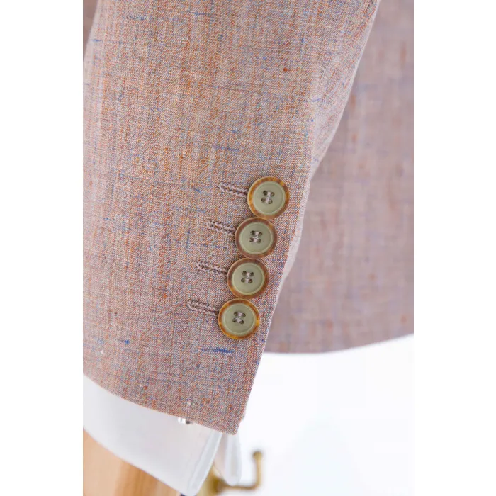 Atelier Torino Abito 3 pezzi in lino con gilet a quadri Brique