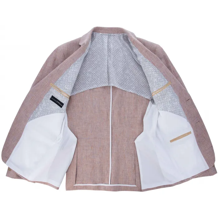 Atelier Torino Abito 3 pezzi in lino con gilet a quadri Brique