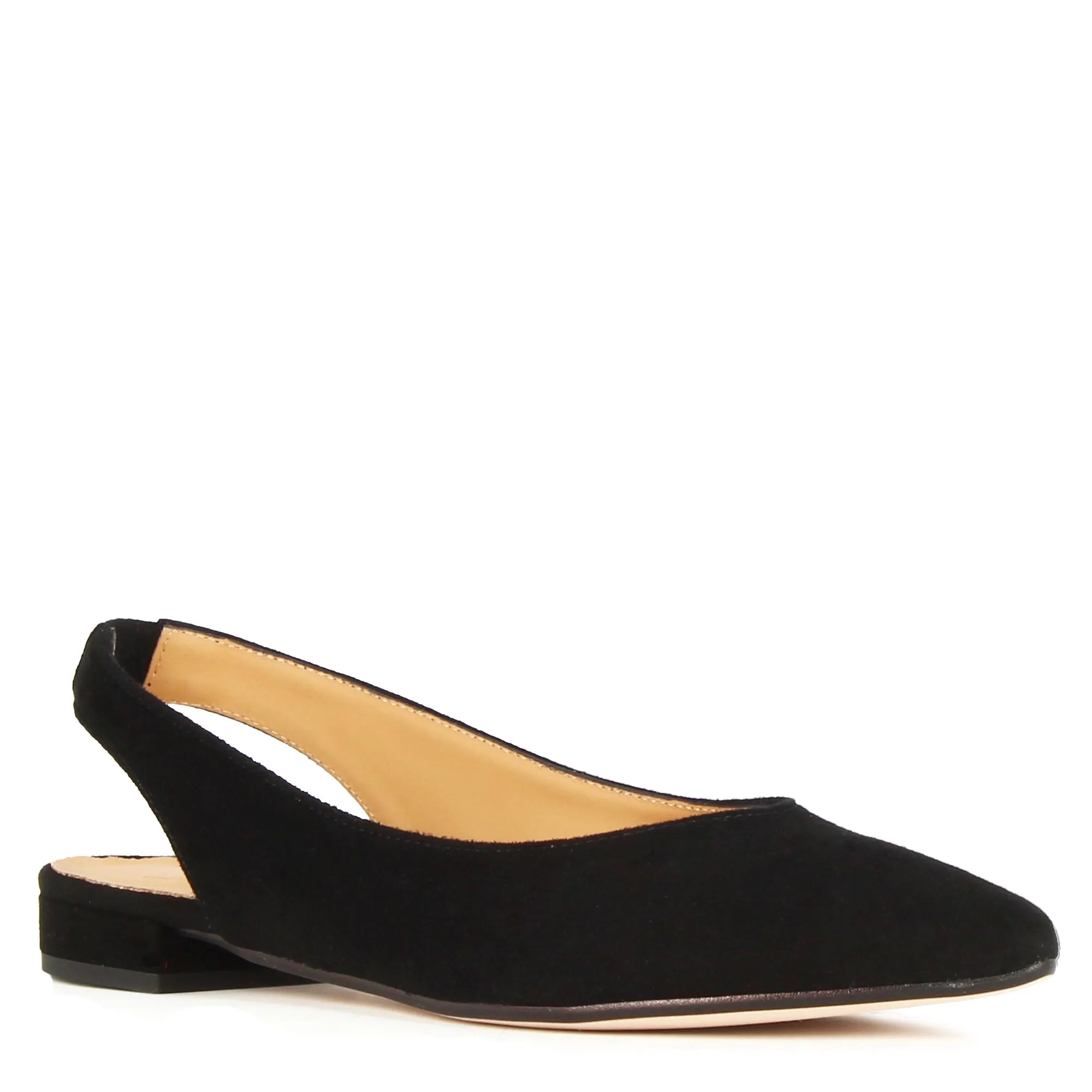 Ballerina slingback da donna in pelle scamosciata colore nero
