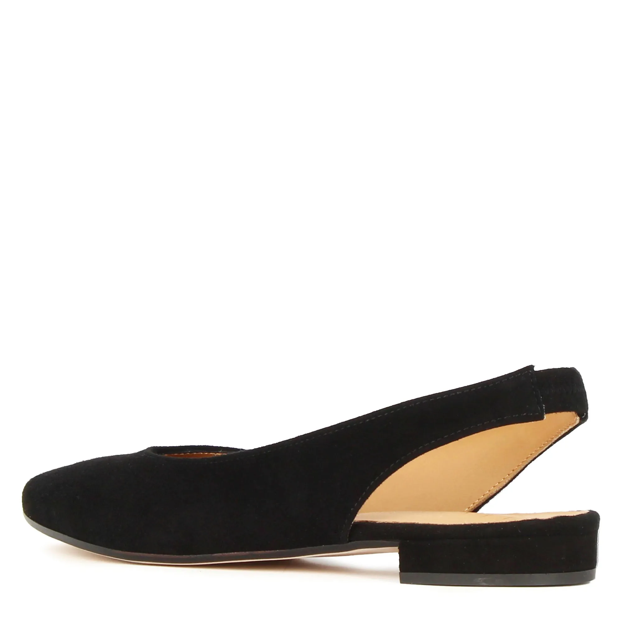 Ballerina slingback da donna in pelle scamosciata colore nero