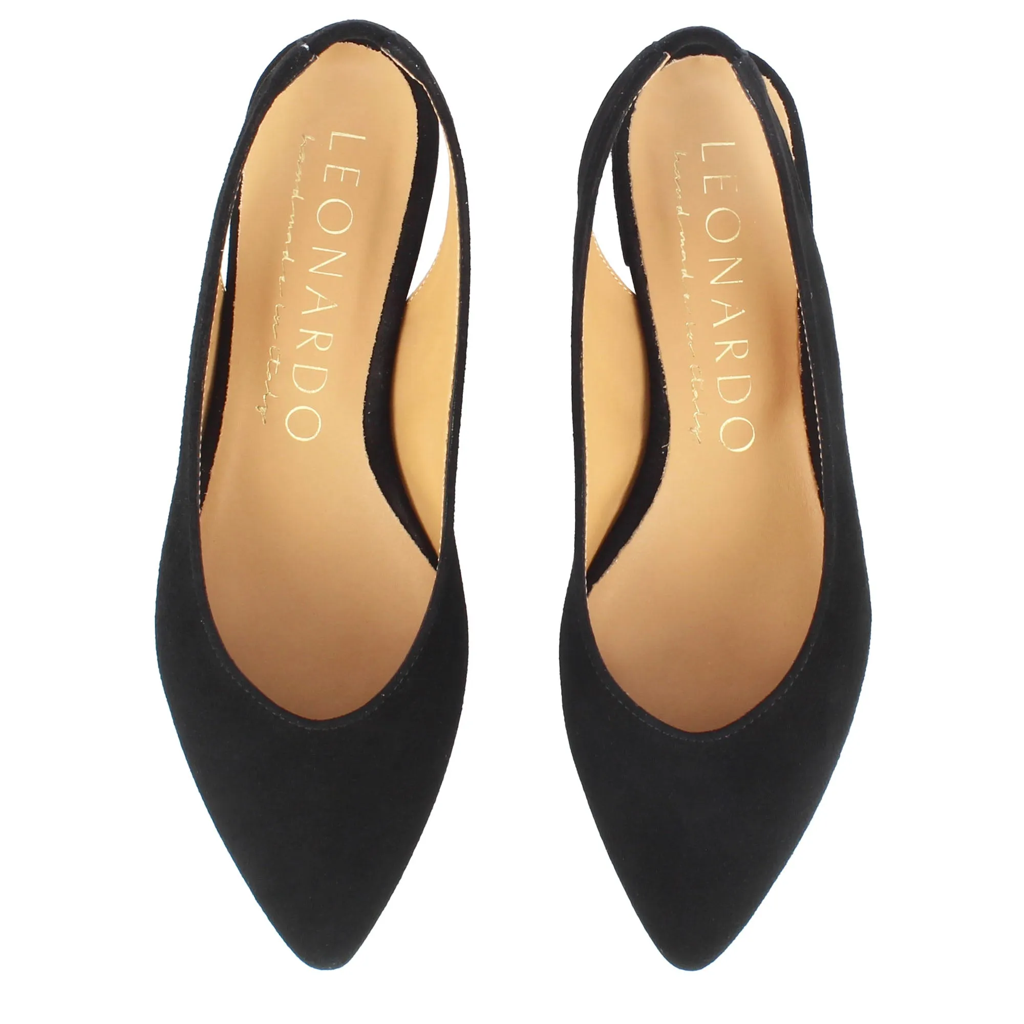 Ballerina slingback da donna in pelle scamosciata colore nero