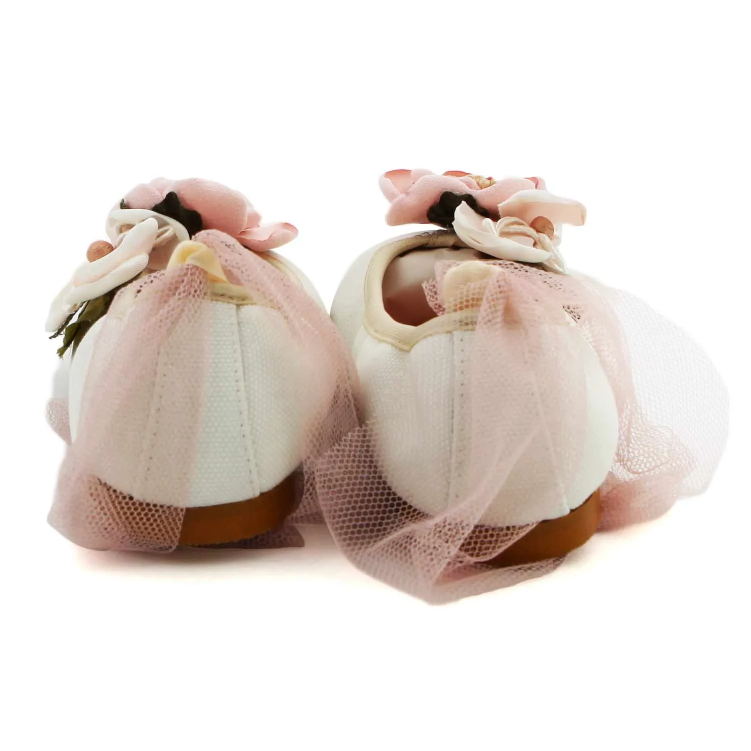 Ballerine Bianche Con Fiori Rosa Bambina E Teen