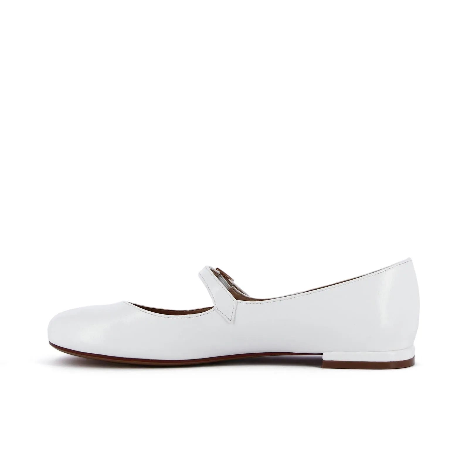 Ballerine bianche lucide modello mary jane con cinturino