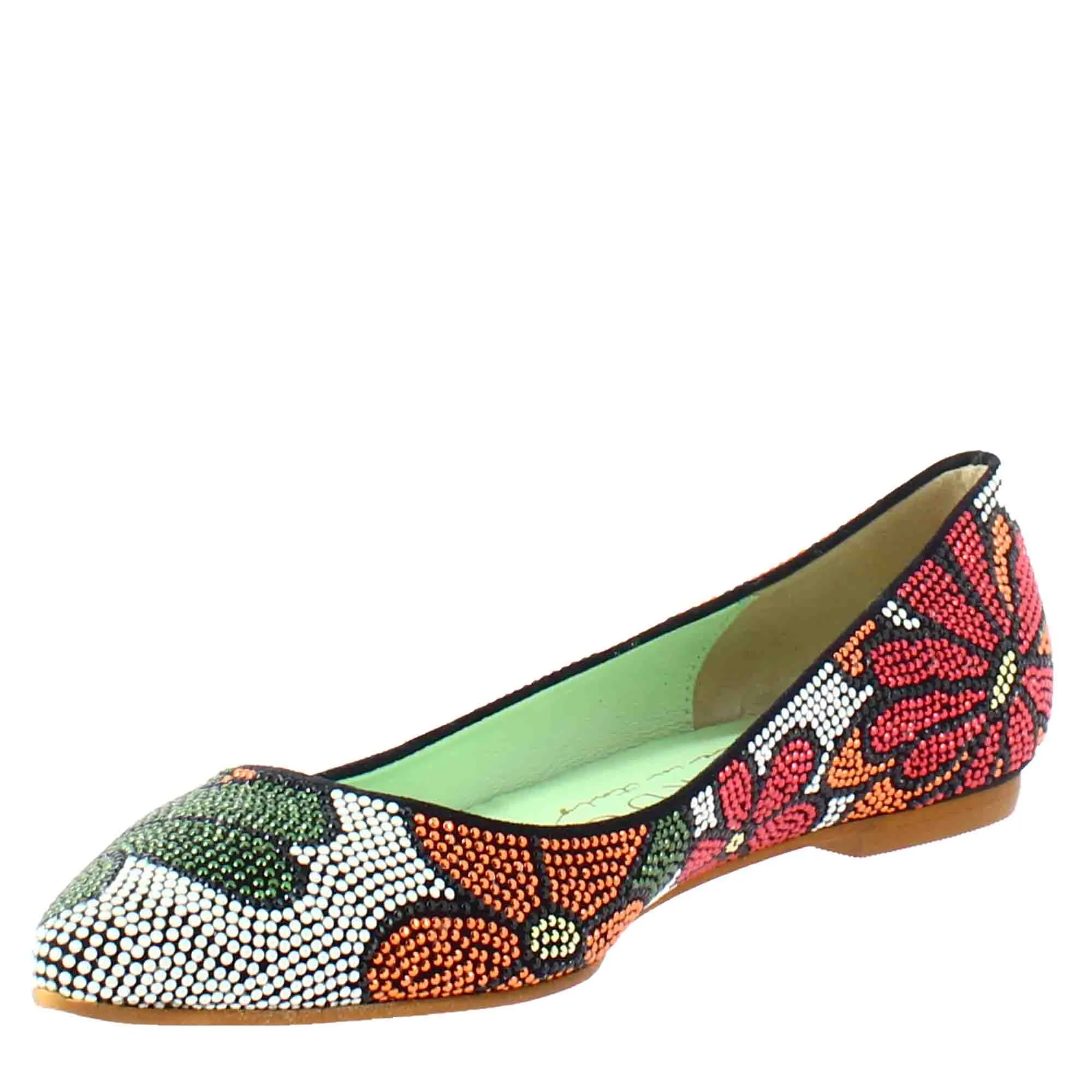 Ballerine da donna blu scuro in pelle scamosciata con strass