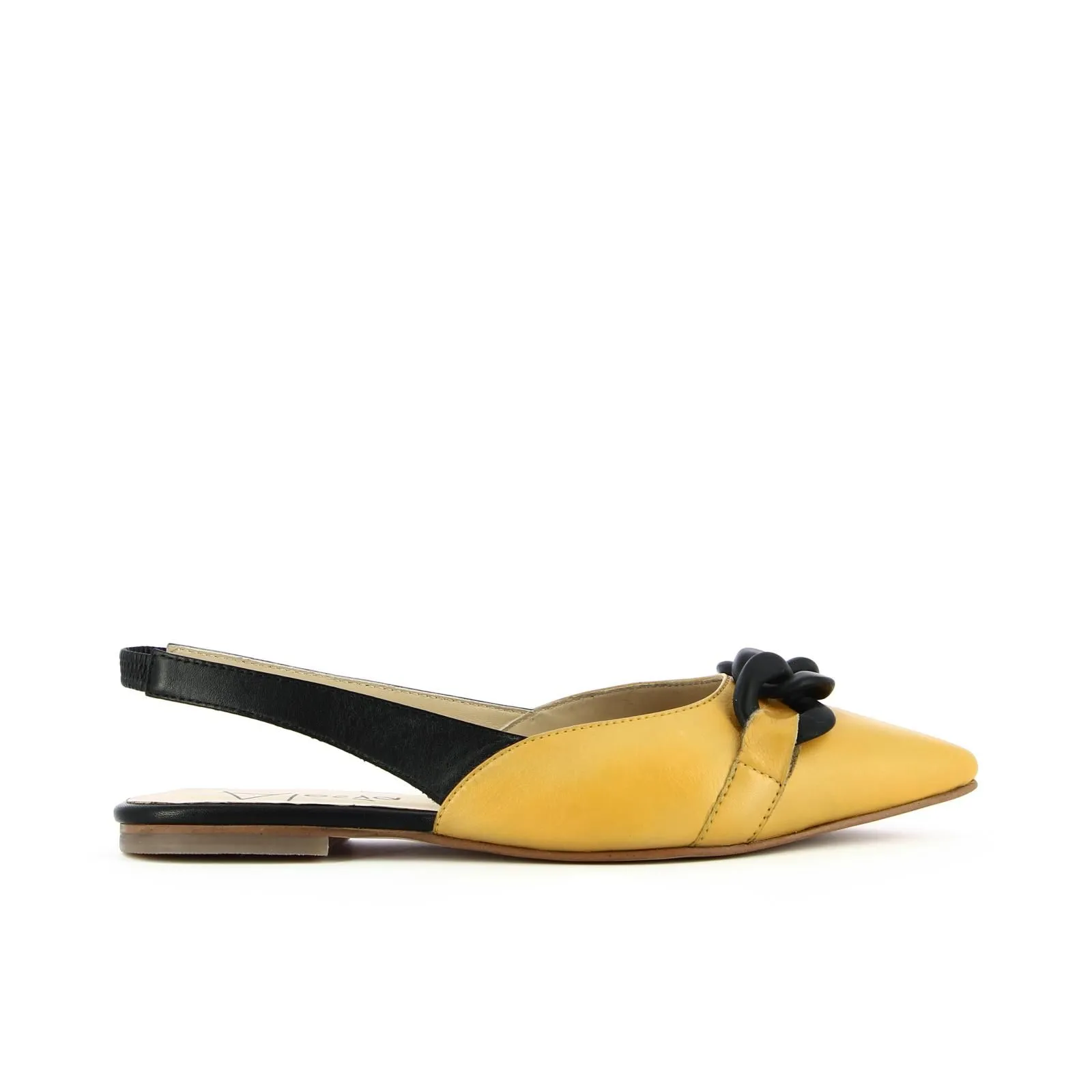 Ballerine gialle e nere bi-color con catena