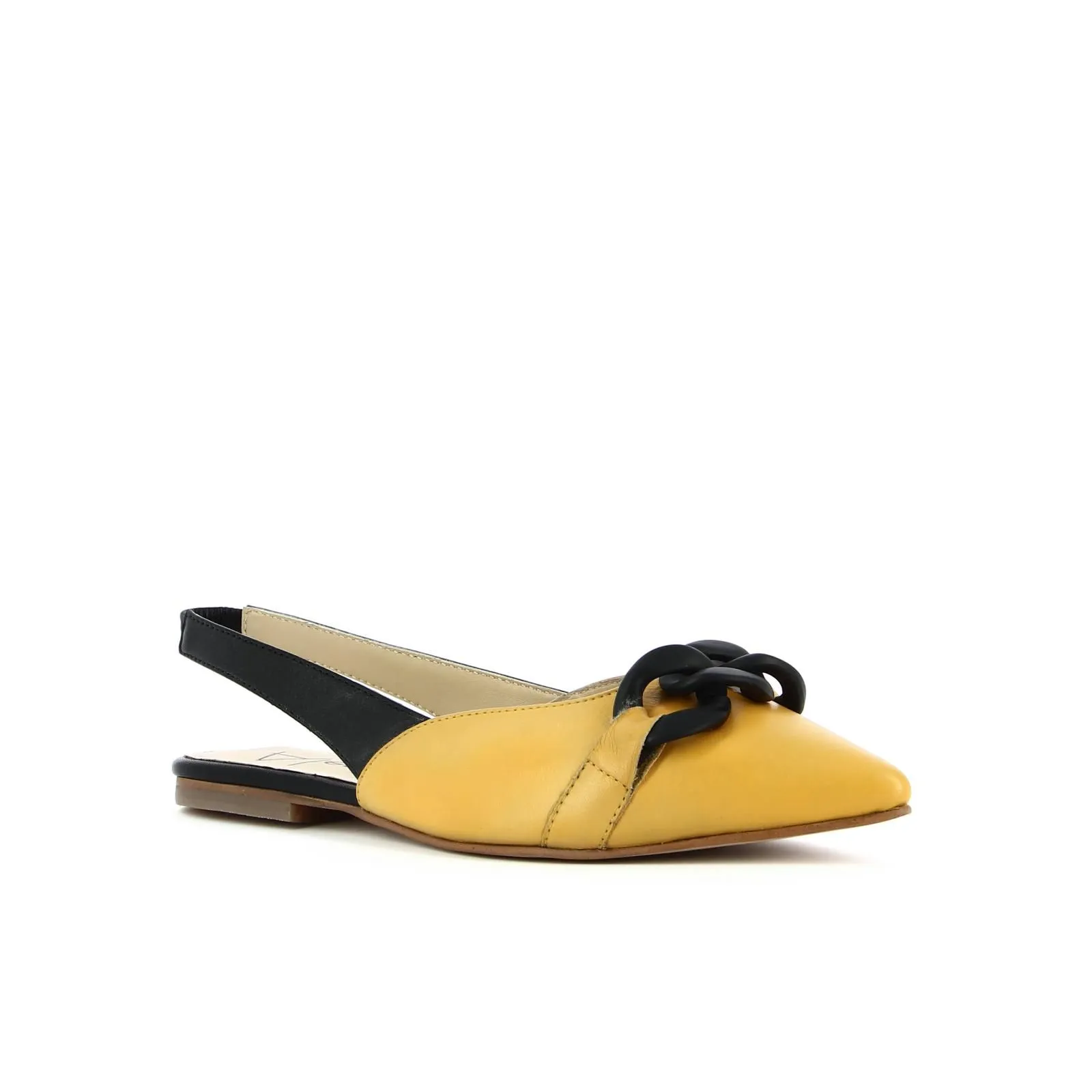 Ballerine gialle e nere bi-color con catena
