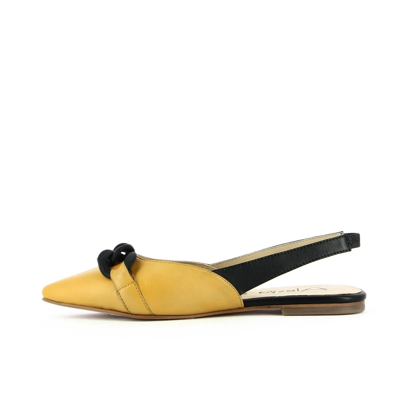 Ballerine gialle e nere bi-color con catena