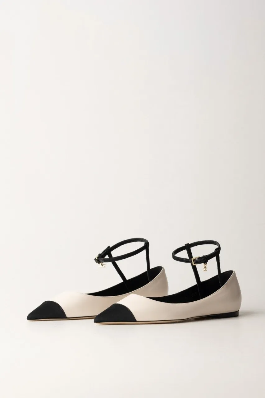 Ballerine in nappa con puntalino Burro/Nero