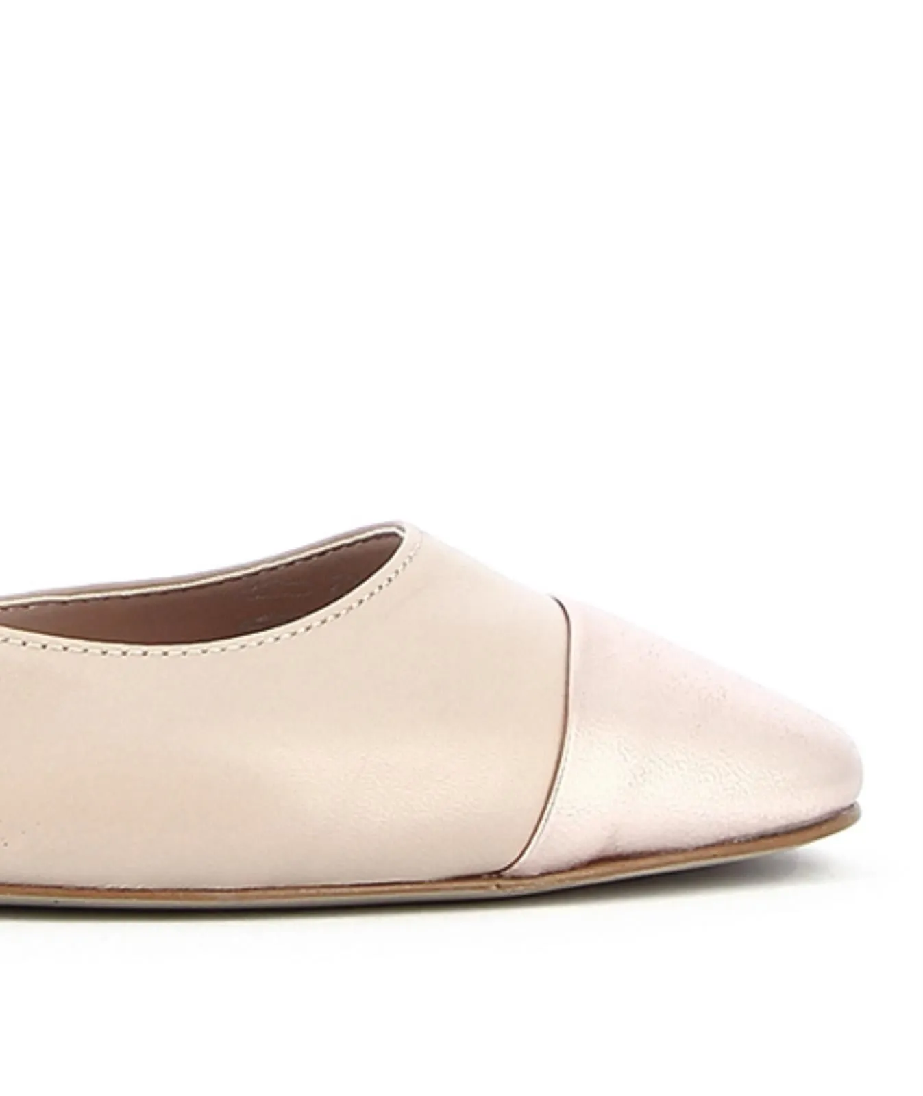 Ballerine rosa in pelle con punta effetto laminato oro