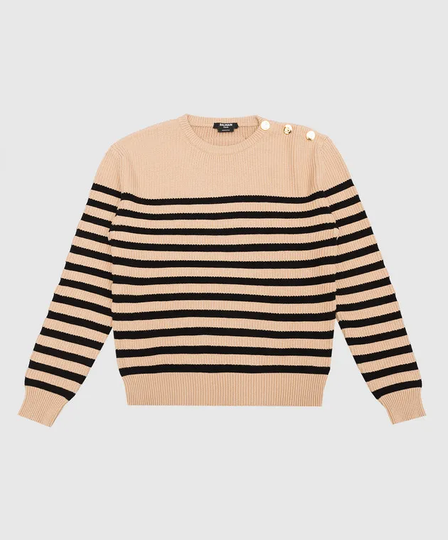 Balmain Maglione a righe marroni per bambini BS9P70X0003410