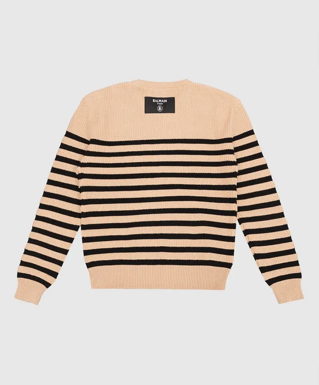 Balmain Maglione a righe marroni per bambini BS9P70X0003410