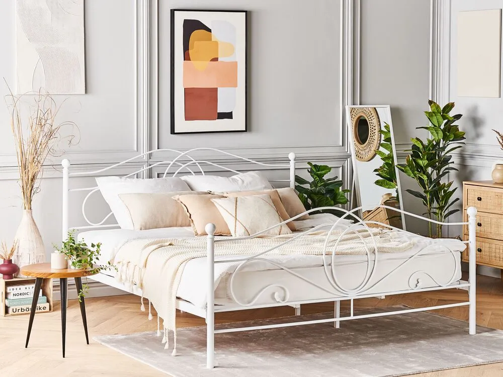 Bed Metal LYRA 140 x 200 cm (EU Double) White