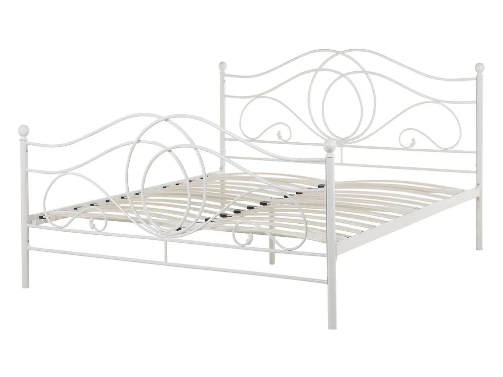 Bed Metal LYRA 140 x 200 cm (EU Double) White