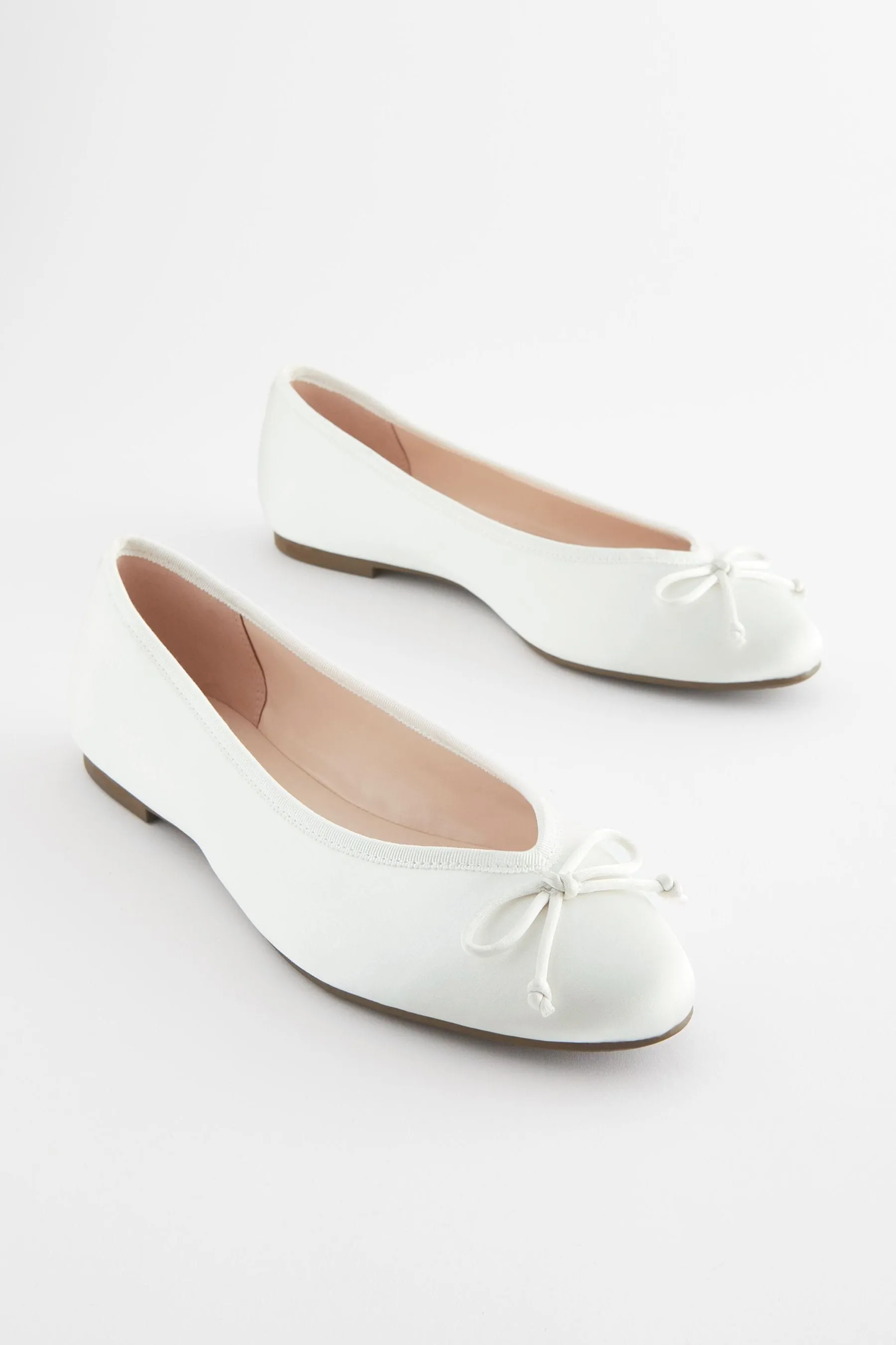 Bianco Avorio  - Satin Ballerine da sposa per matrimonio Scarpe