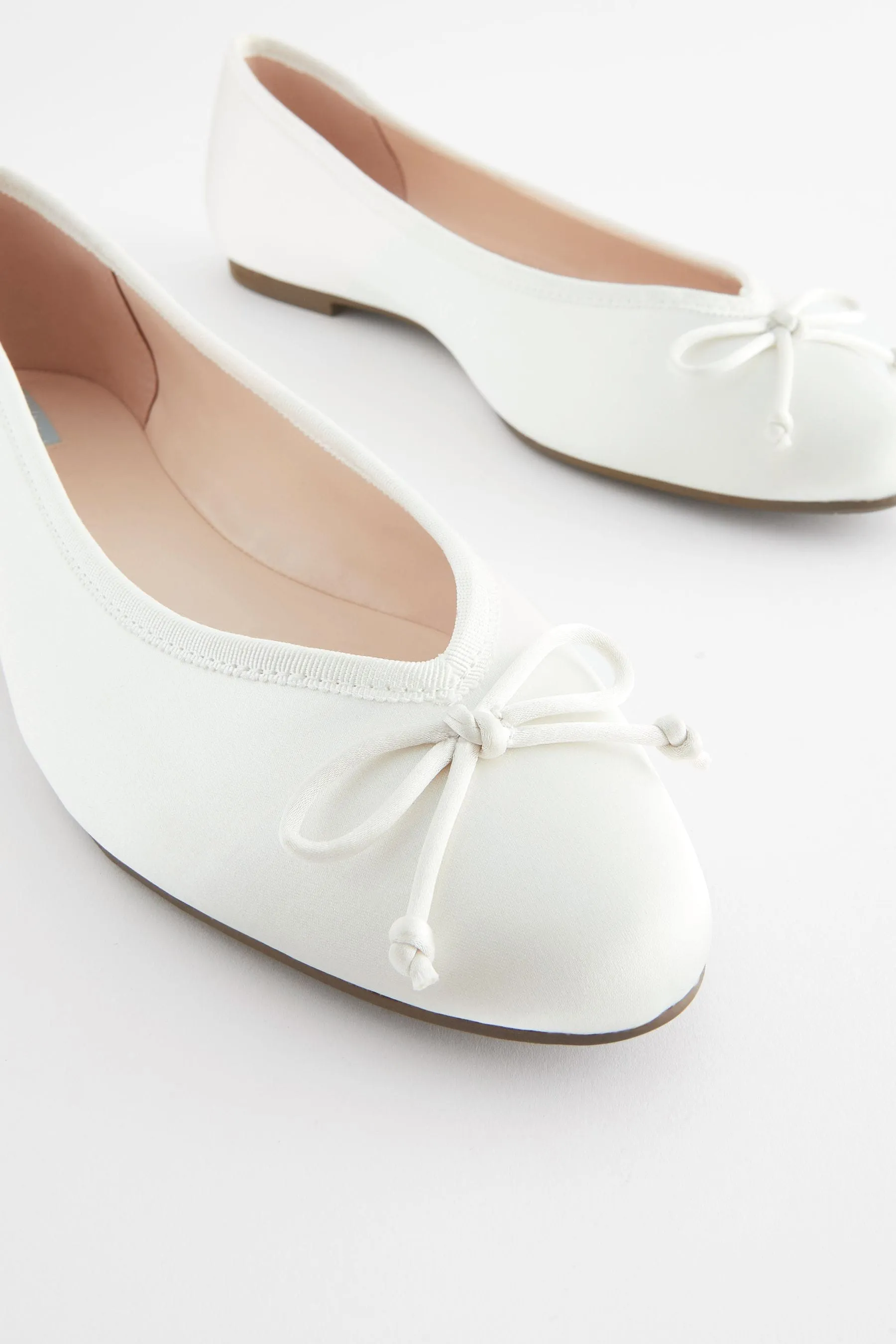 Bianco Avorio  - Satin Ballerine da sposa per matrimonio Scarpe