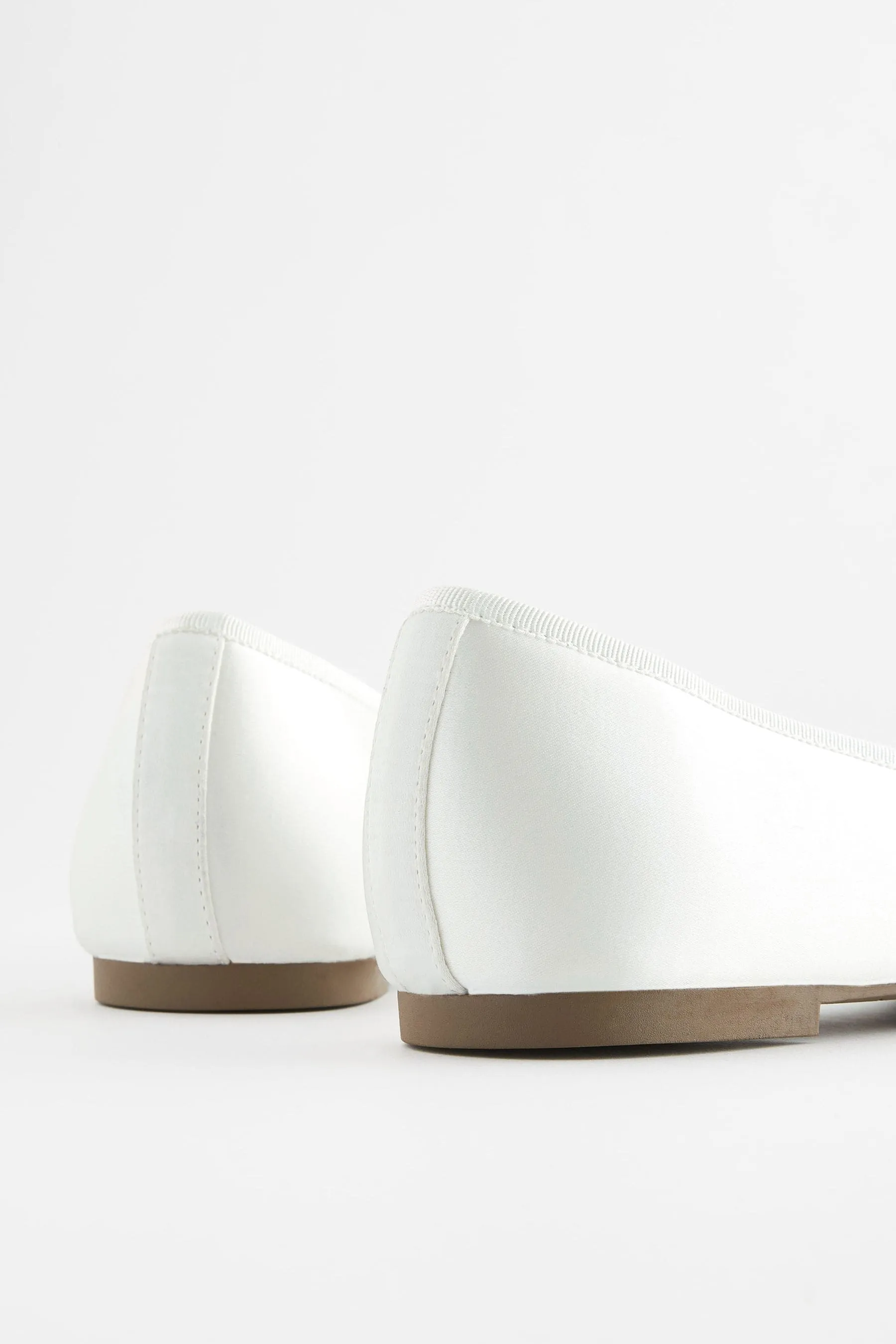 Bianco Avorio  - Satin Ballerine da sposa per matrimonio Scarpe
