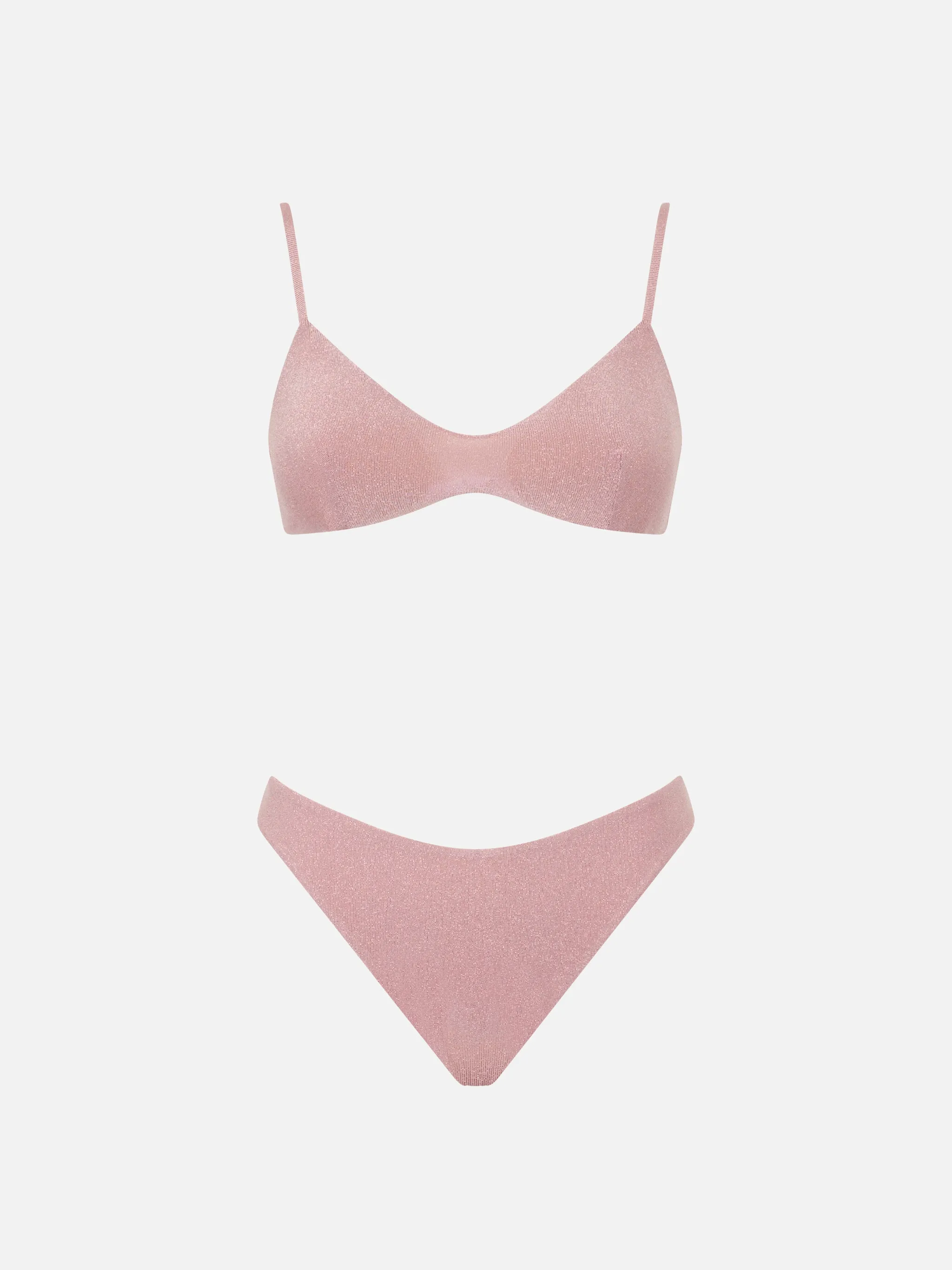 Bikini a bralette in lurex rosa