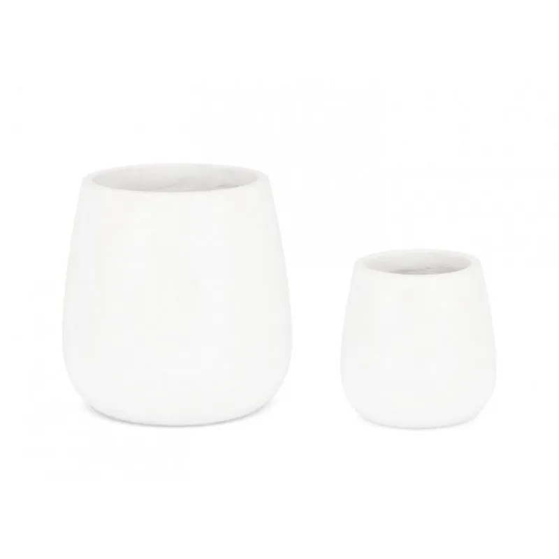 Bizzotto outdoor Set 2 porta vaso Hoian bombato bianco