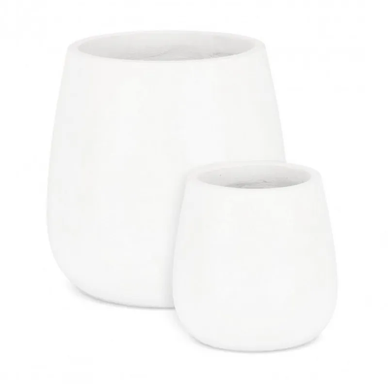 Bizzotto outdoor Set 2 porta vaso Hoian bombato bianco