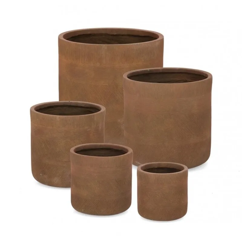 Bizzotto outdoor Set 5 porta vaso rigo cilindrico rusty