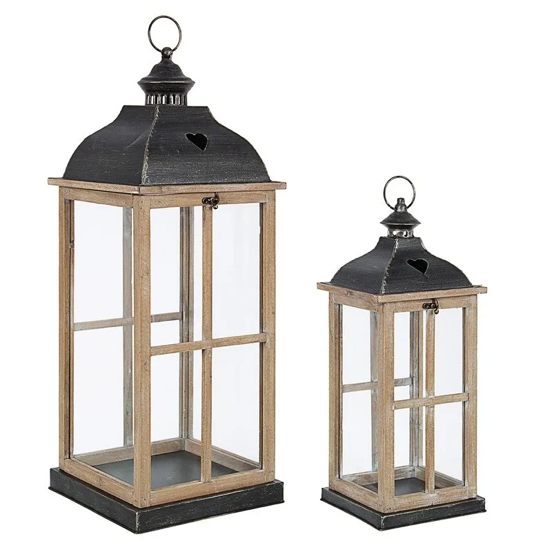 Bizzotto Set 2 lanterne Cross cuore qu naturale