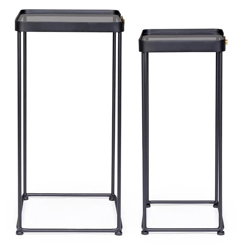 Bizzotto Set 2 tavolini Zeina quadrato, nero