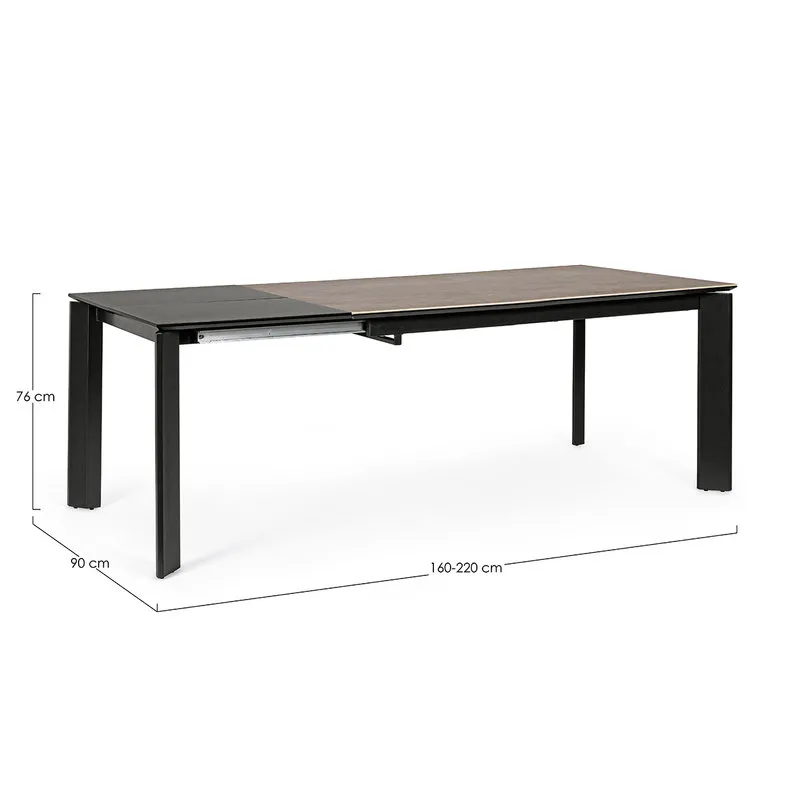 Bizzotto Tavolo allungabile Briva grigio-nero 160-220x90