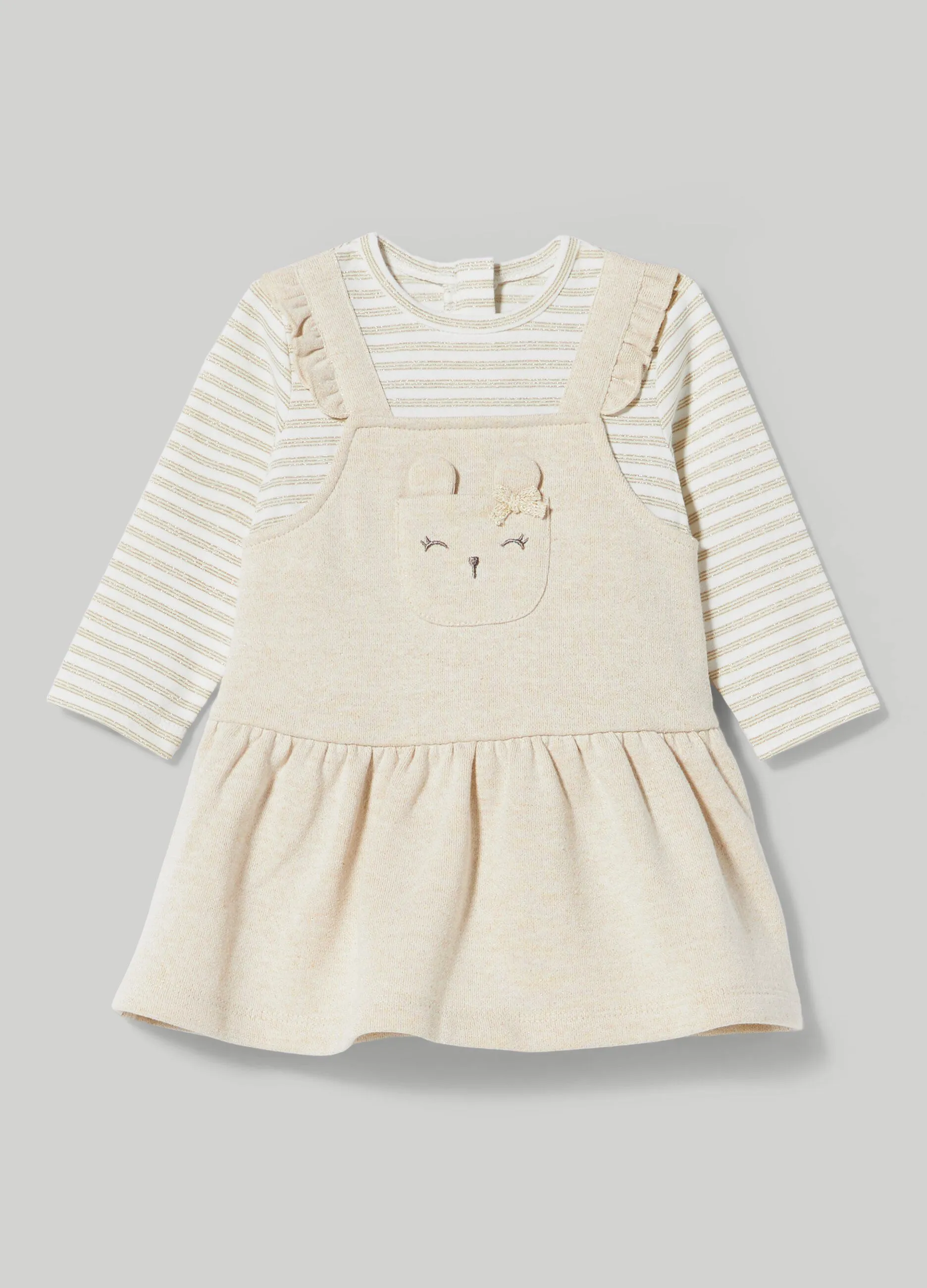 BLUKIDS  Vestito con salopette in felpa di cotone neonata