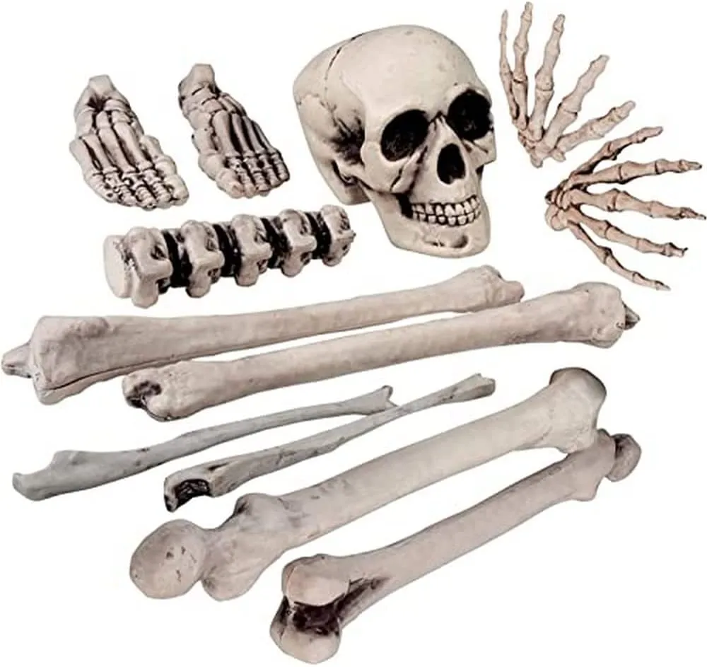 Boland 74390 - Set di teschi, 12 pezzi, dimensioni 4 x 3 cm, scheletro, mietitore, decorazione, halloween, festa a tema, carneva