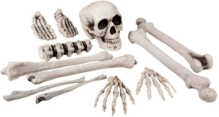 Boland 74390 - Set di teschi, 12 pezzi, dimensioni 4 x 3 cm, scheletro, mietitore, decorazione, halloween, festa a tema, carneva