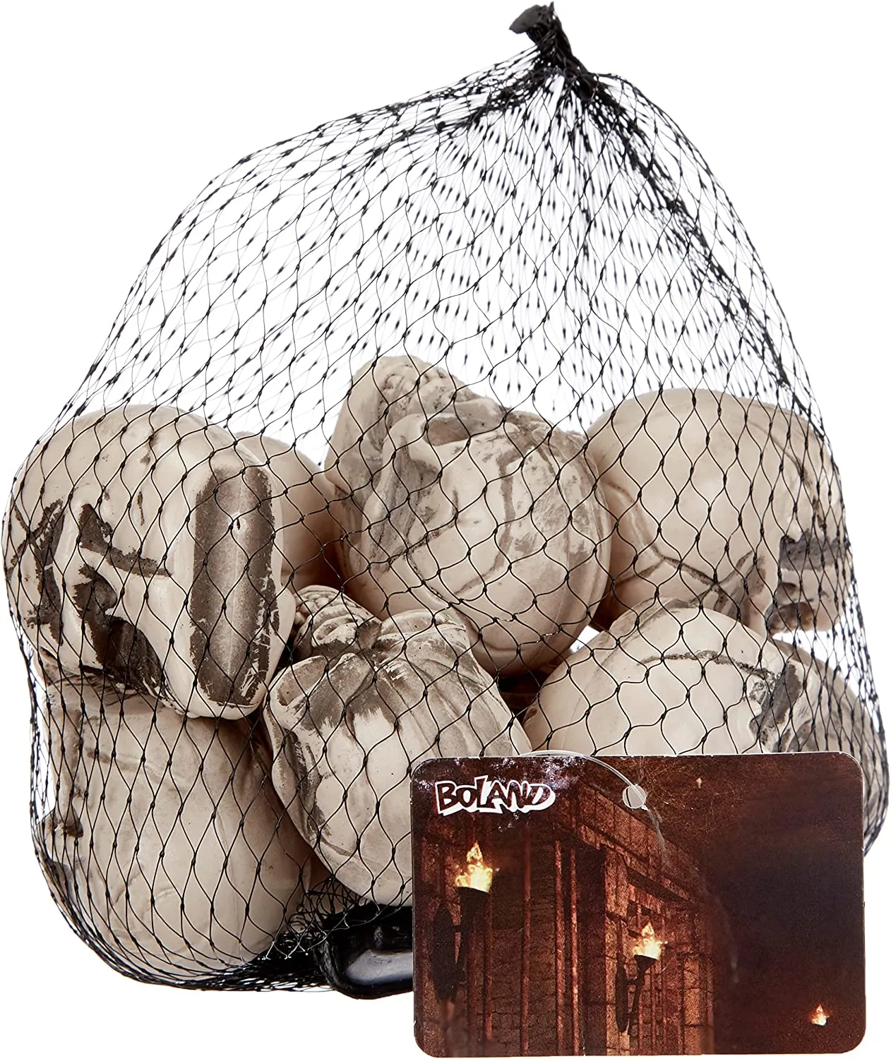 Boland 74390 - Set di teschi, 12 pezzi, dimensioni 4 x 3 cm, scheletro, mietitore, decorazione, halloween, festa a tema, carneva