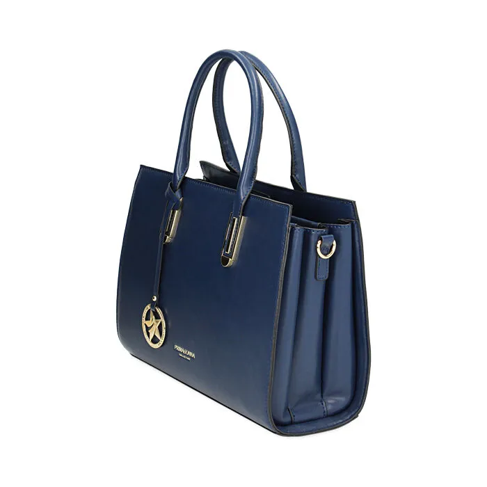 Borsa a mano blu con zip
