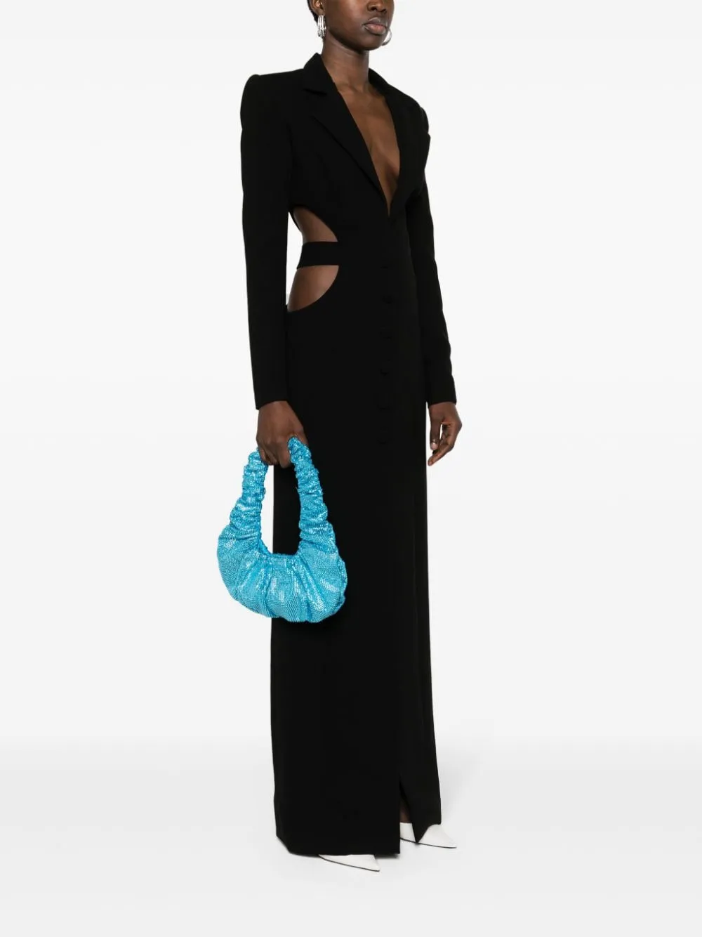 Borsa a mano con cristalli in blu - donna