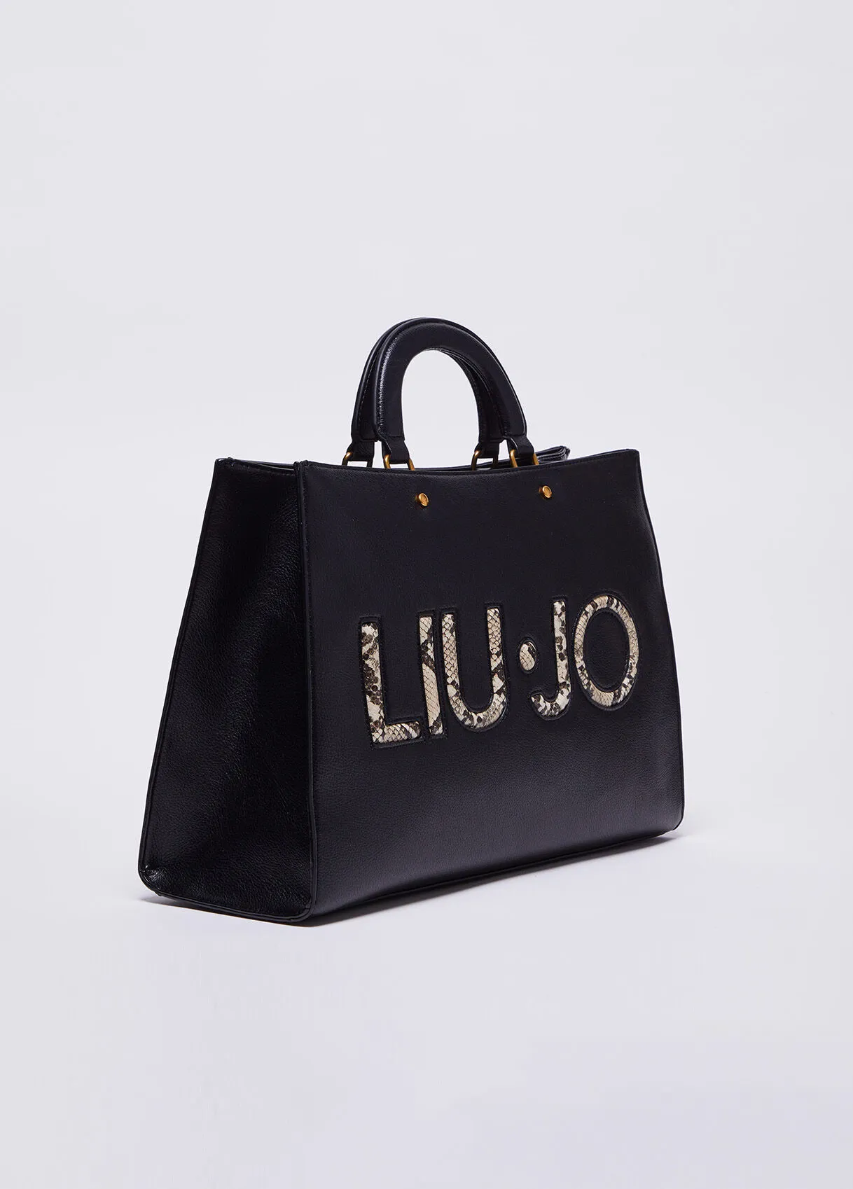 Borsa a mano con logo pitonato