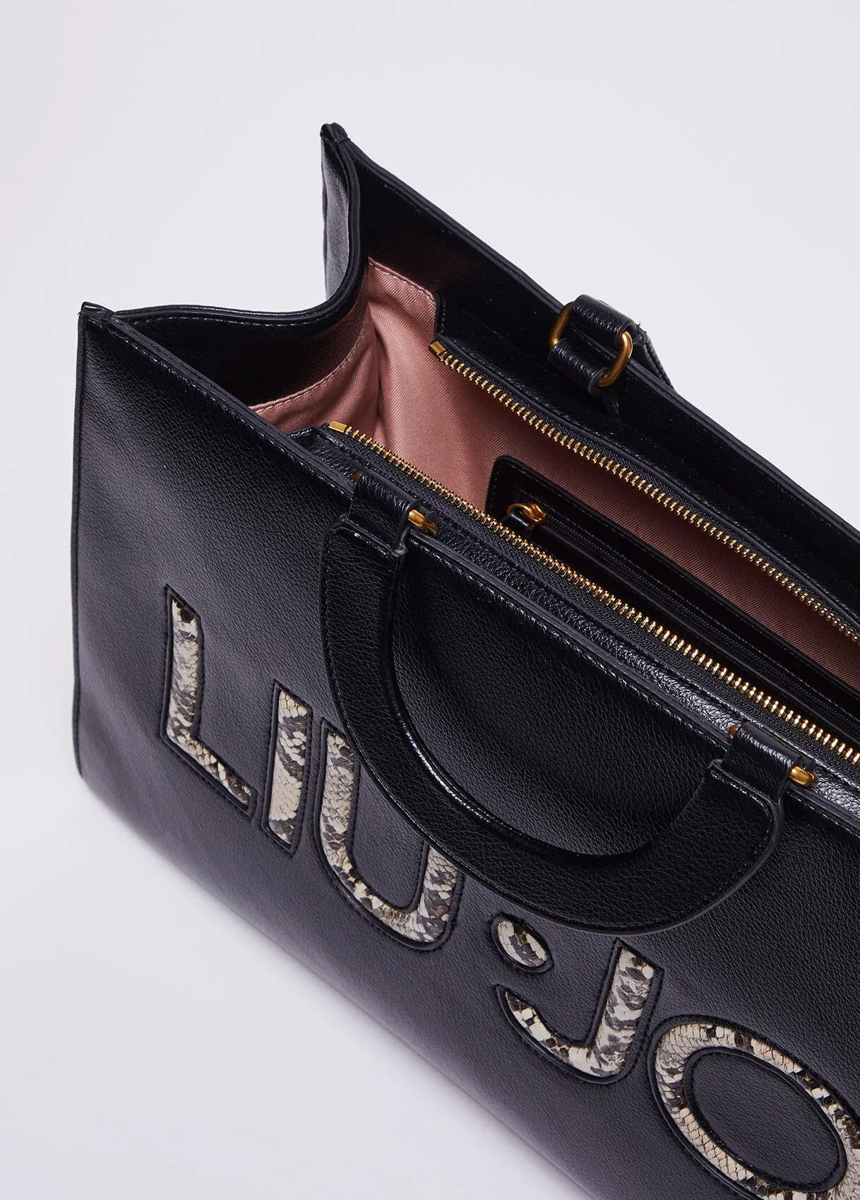 Borsa a mano con logo pitonato